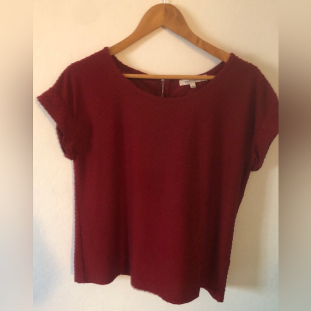 Rose & Olive Burgundy Short Sleeve Top